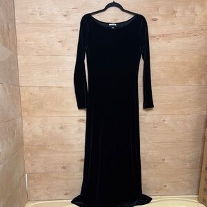 Vtg Lapis Velvet Black Long Sleeve Dress